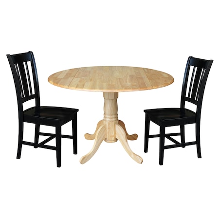 International Concepts 42 in. Dual Drop Leaf Table with 2 Splat Back Dining Chairs - 3 Piece Dining Set K01-42DP-C46-10P
